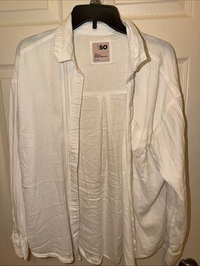 SO White Relaxed Button-Up Shirt